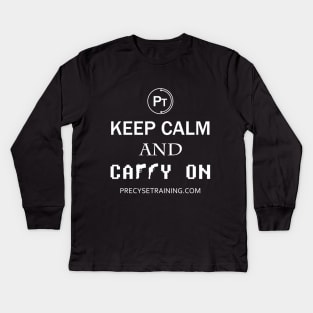 Keep Calm and Carry On White Text Kids Long Sleeve T-Shirt